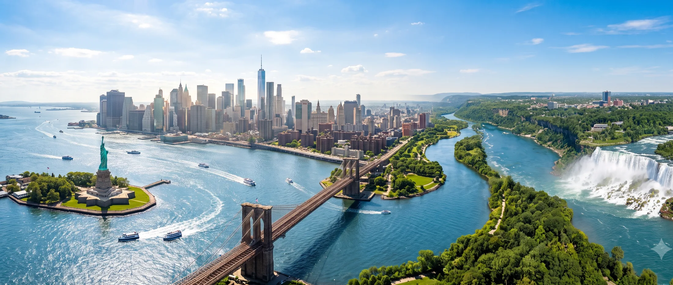 New York landscape beneath a wide evening sky
